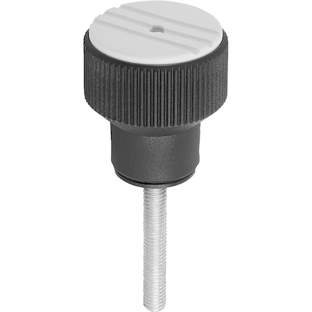 Torque Knurled Knob Size:2 D=M06X50, Thermoplastic Black Ral7021, Comp:Steel, Cap:Gray Ral7035